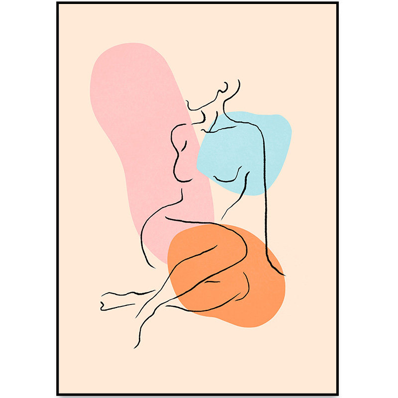 线条性感美女风沙发背景墙装饰画