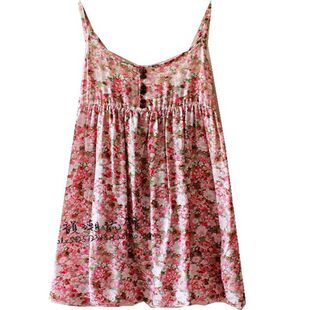 包邮夏装森女连衣裙吊带裙小碎花沙滩裙棉绸裙宽松吊带打底裙夏