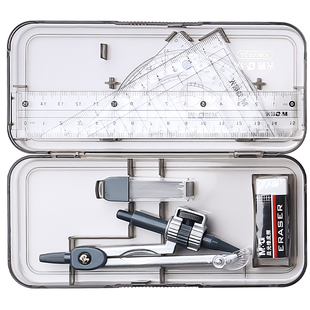 晨光圆规尺子套装学生用画图工具初中生考试专用专业绘图尺规小学生夹笔款三角尺三角板直尺儿童可夹笔铁圆规