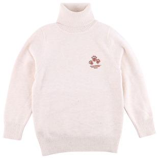 男童白色高领毛衣加绒加厚打底衫儿童快活龙宝宝针织衫套头秋冬款