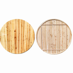 加厚实木酒店圆桌面加边框大圆桌杉木圆桌家用农家饭店餐桌椅组合