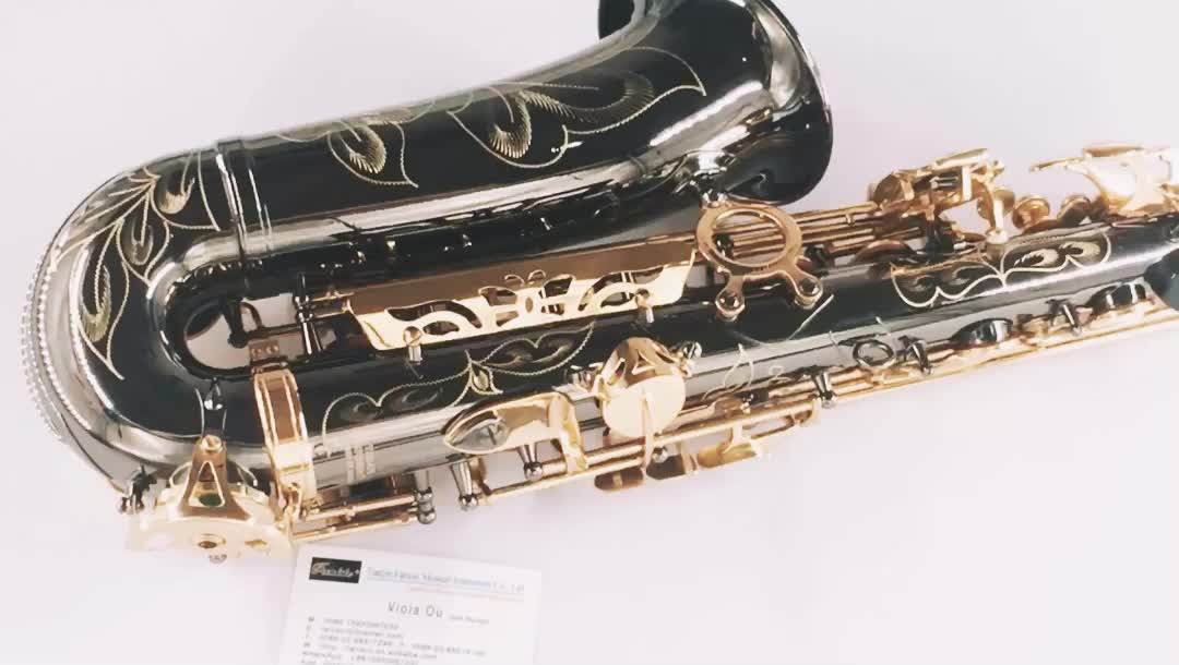Black Plated Alto Saxophone/black Body And Gold Lacquer Keys Sax Alto