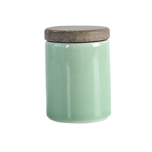 青瓷精品茶叶罐小号便携迷你小茶罐盒日式陶瓷密封罐木盖茶仓茶具