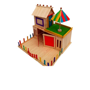 冰棍棒diy手工小木屋模型别墅雪糕棒创意新品拼装儿童制作材料包