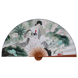 5年扇面不下坠质保*仕女图*中国古风*大挂扇子壁挂装饰大折画扇子
