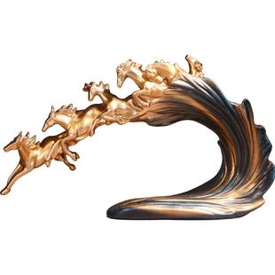 客厅树脂万马奔腾欧式风格酒柜装饰品摆件工艺品摆设家居软装礼物