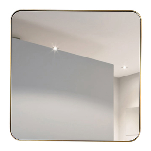 是物北欧浴室镜黄铜圆角镜别墅金色洗手间镜全身镜试衣镜玄关镜子