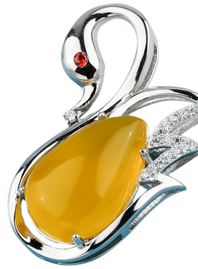 纯银水滴蜜蜡琥珀碧玺吊坠空托