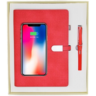 多功能带U盘16GB移动电源无线充电宝笔记本文具定制印logo A5活页记事本子厚公司商务礼品创意实用礼物礼盒装