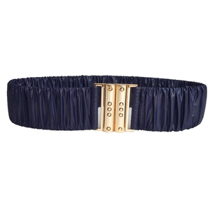 新款羽绒服面料褶皱腰带时尚简约韩版黑亮布料设计款百搭女士腰封