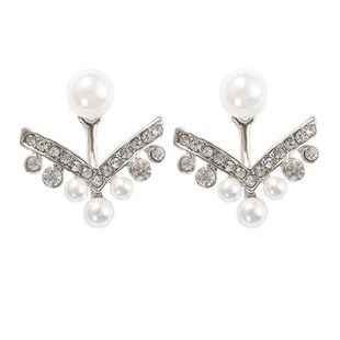 925银针韩国东大门宋慧乔男朋友车秀贤同款耳环气质镶钻珍珠耳钉