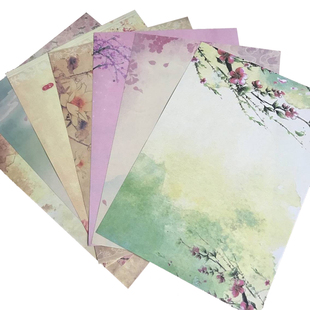 16开复古信纸 浪漫情书 古风信纸信封  古典彩花信纸 信笺纸定制