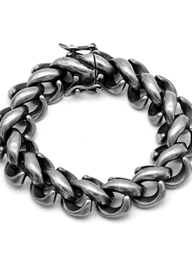 复古个性原宿黑钛钢男朋克手链