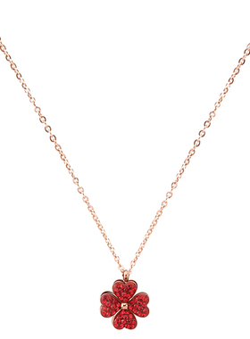 新款韩版旋转女中国红耳钉项链