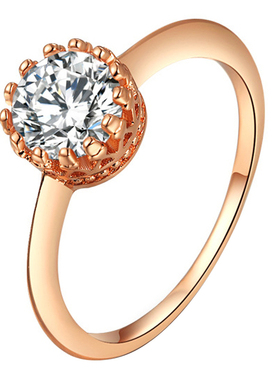 线条交叉镂空克拉水晶仿真戒指