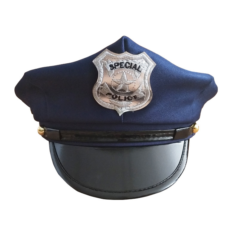 欧美制服警察帽时尚舞台演出帽子儿童警察角色扮演青少年表演帽