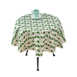 小圆桌布布艺圆形清新轻奢美式北欧格子复古家用餐厅棉麻桌布圆形