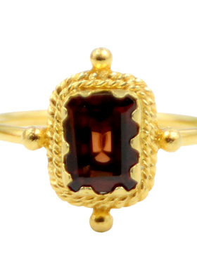 手工镶嵌石榴石关节欧美风尾戒