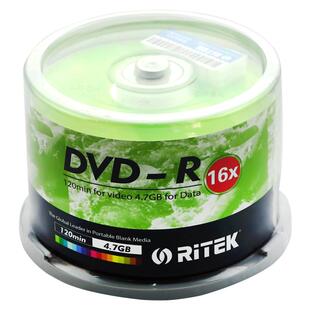 铼德Ritek光盘 带防伪 档案运动级DVD-R 16X 4.7G刻录盘 空白dvd光盘 刻录碟系统光盘 档案空光碟 50片装