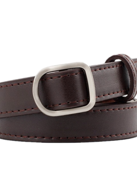 小腰带百搭黑色细无孔女软配