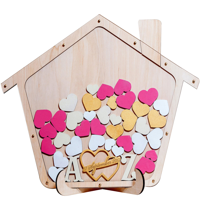 木签名板册签到树台本结婚礼庆生日年会指纹布置道具房子屋创意