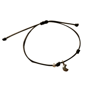 星与月 质感简约银星月亮男女情侣复古百搭文艺气质爱情细黑手绳