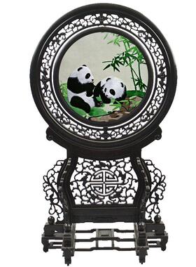 中国风蜀绣铄雅双面绣屏风