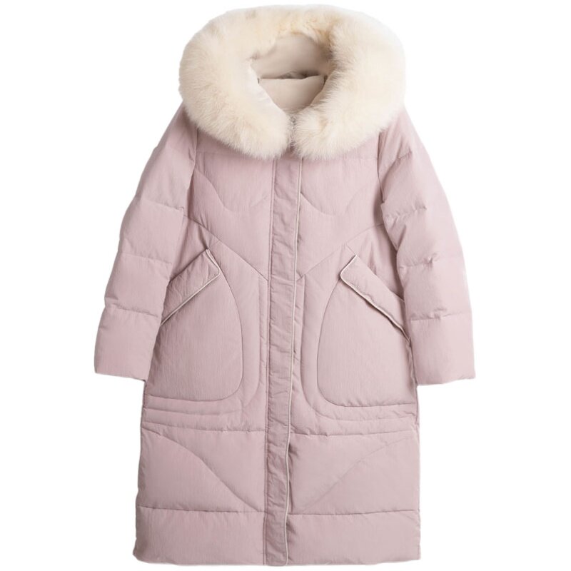 艾尚雪特价冬款狐狸毛领羽绒服