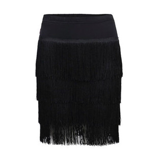 拉丁舞裙成人半身裙女流苏短裙套装广场舞练功四层流苏裙不规则裙