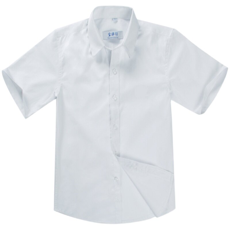 男童白衬衫短袖纯棉衬衣儿童白色寸衫中小学生校服演出服半袖衬衫