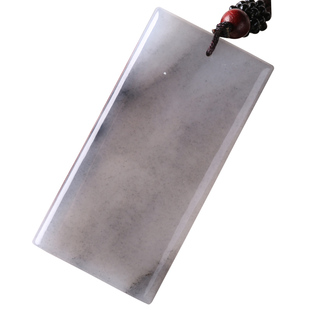 和田玉青花玉牌吊坠 新疆天然青花籽料山水墨玉平安无事牌挂件