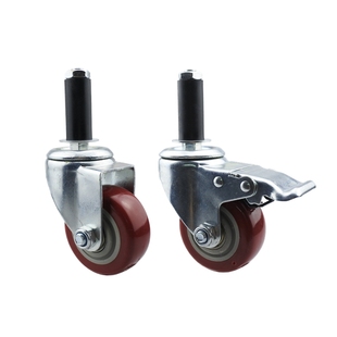 3寸4寸精益管脚轮2寸万向轮刹车轮膨胀式轮插杆轮圆管复合管轮子