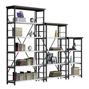 北欧经济型置物架简易客厅创意隔板简约钢木书架组合展架书柜包邮