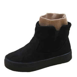冬季加绒人本雪地靴棉鞋女韩版短筒加厚保暖厚底短靴学生棉靴女鞋