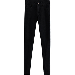 王一博同款黑色一字破洞裤子舞蹈练习室韩版百搭显瘦修身牛仔裤男