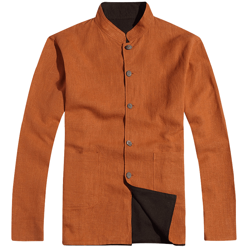 楠唐装中国风男装秋季上衣外套长袖上衣双面穿中年大衣中山装无华