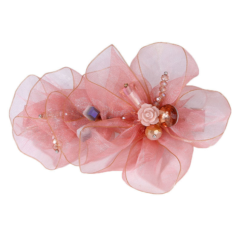 韩国盘发发饰头饰水晶发夹发卡顶夹马尾夹弹簧夹蕾丝花朵头花饰品