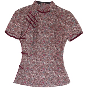 筠雅唐装女中国风旗袍式上衣盘扣短袖复古茶服禅意素衣中式女装夏