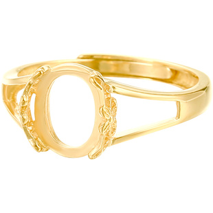 纯银diy戒指空托女蜜蜡琥珀戒托空托18K黄金戒指托碧玉和田玉戒托