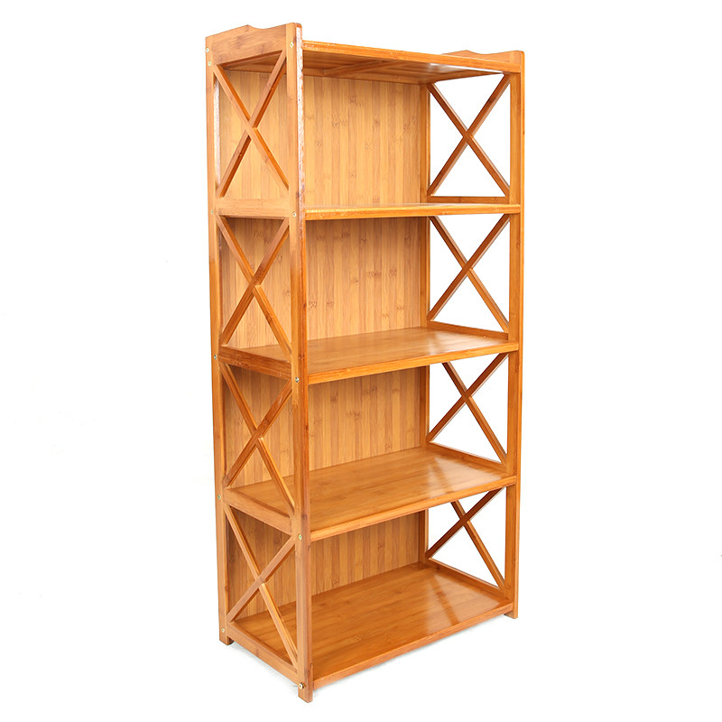 置物架纯竹板实心收纳架儿童学生书架客厅厨房落地储物收纳架书柜