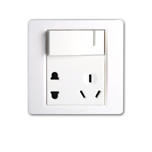 飞雕一开双控五孔插座面板带开关家用5孔单控中途暗装多控明装