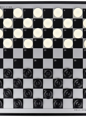 国际跳棋黑白色西洋儿童成人亲子