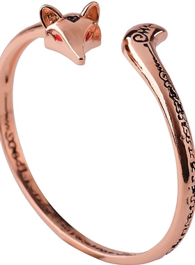 小狐狸手镯女彩金精致开口手链
