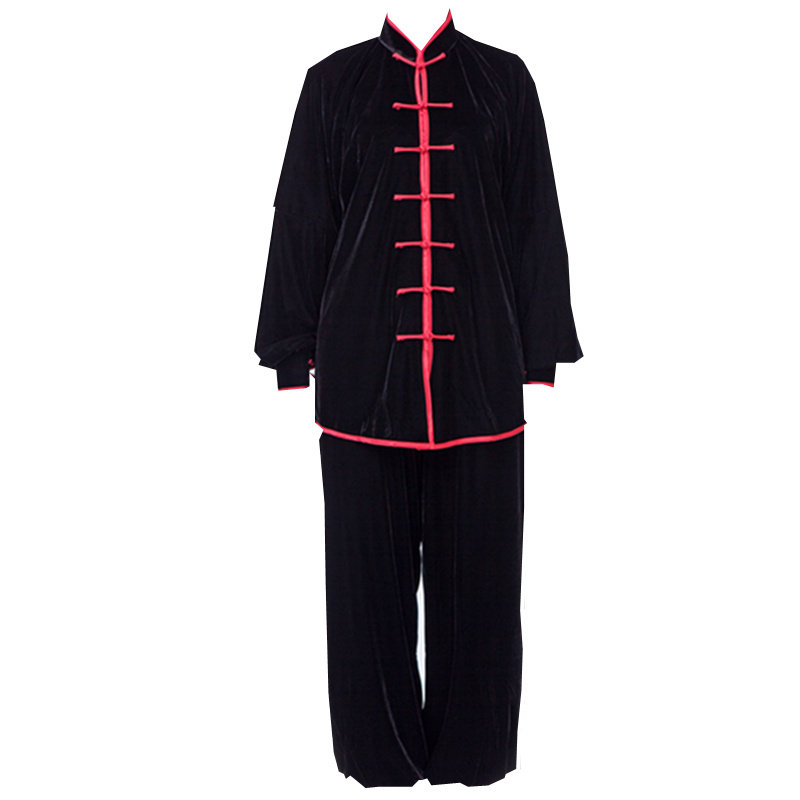 太极服金丝绒女2023新款长袖秋冬加厚加绒保暖太极拳练功服套装男