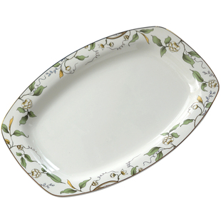 鱼盘家用陶瓷蒸鱼盘子大号12英寸创意骨瓷椭圆形长方形剁椒鱼头盘