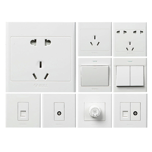 公牛墙壁电源装修开关插座面板G09超薄外置明装1开10/5孔电脑电视