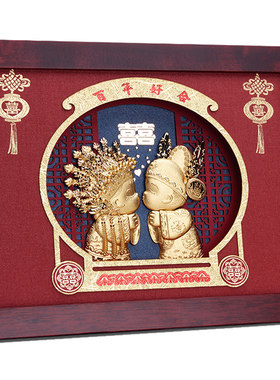 新郎新娘新房客厅金箔画金悦珍品