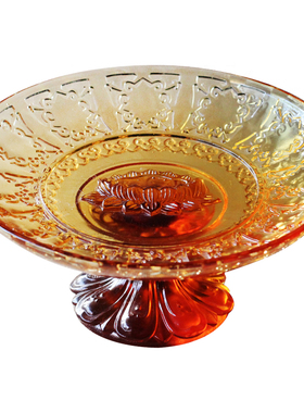 七彩古法琉璃佛前供盘居家摆件