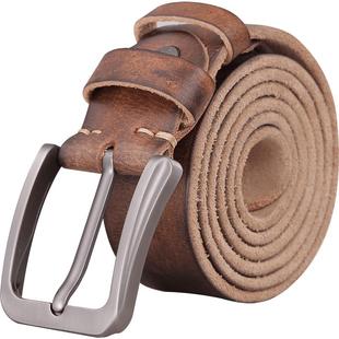 头层纯牛皮腰带男青年手工皮带男真皮针扣简约复古裤带韩版年轻人