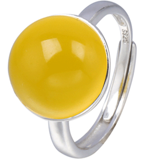 925纯银戒指空托镶嵌蜜蜡南红男女戒托空托 古法金圆形戒托7-19mm